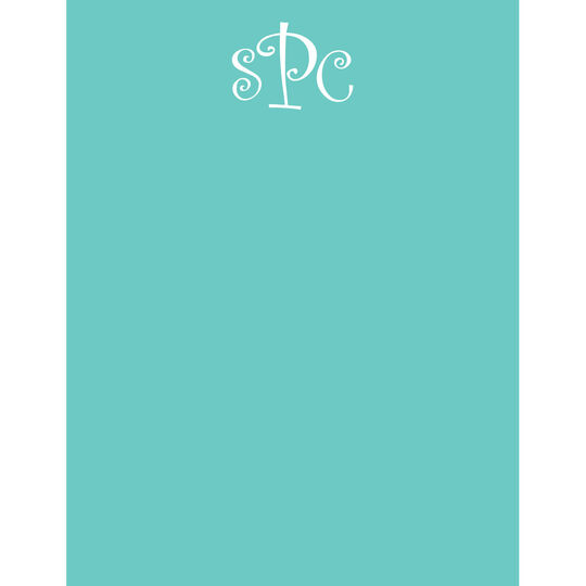 Bright Turquoise Monogram Flat Note Cards